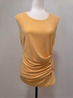 Frank Lyman Design Sleeveless Ruched Side Tank Top, Yellow Sz 10
